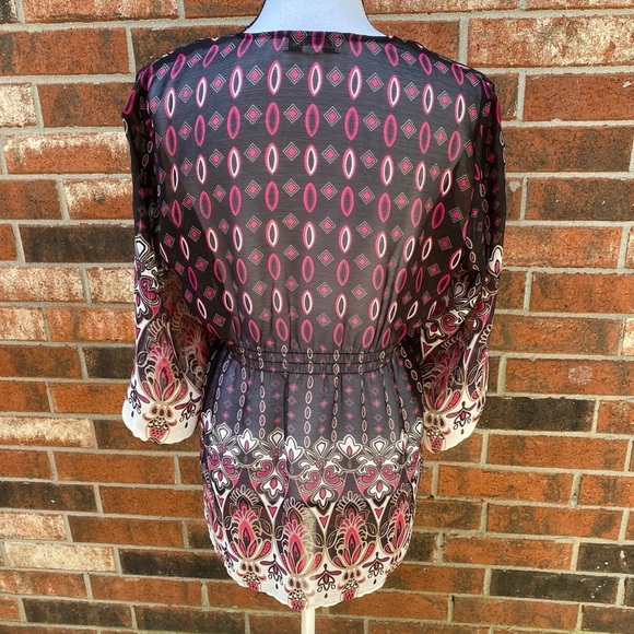 Coldwater Creek Sheer Multi-color Tunic Blouse - Picture 4 of 12